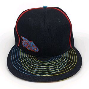 Jerome Baker Grassroots Hat Size 7 3/8 Vintage Retro Black Embroidered